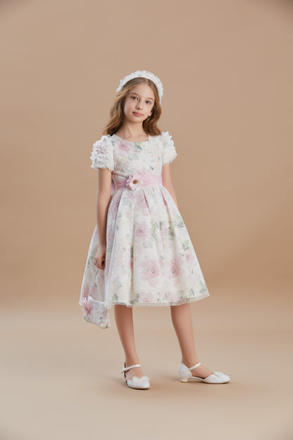 Girls Floral Filok Special Occasion Dress 6-10 Years