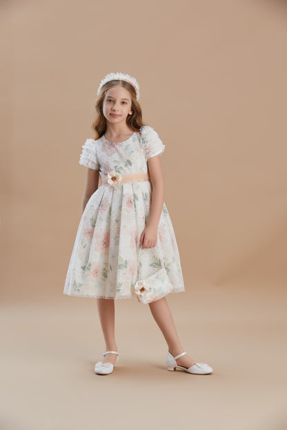 Girls Floral Filok Special Occasion Dress 6-10 Years