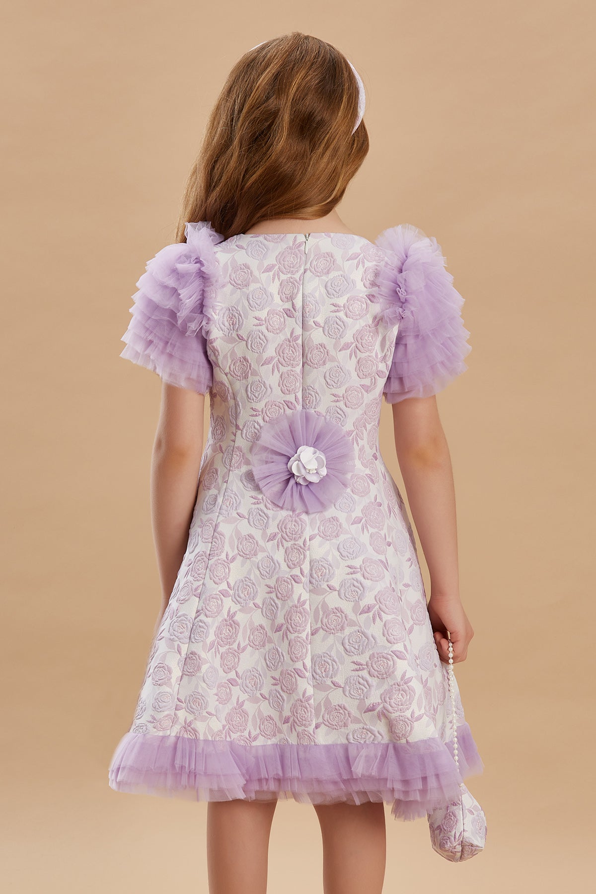Rose Patterned Girls Special Occasion Dress 6-10 Years
