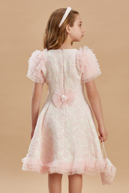 Rose Patterned Girls Special Occasion Dress 6-10 Years